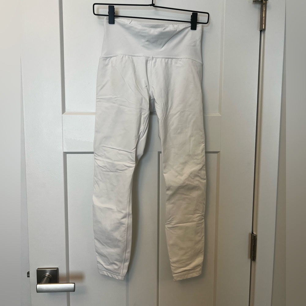 White Lululemon Leggings with Mesh Detail
